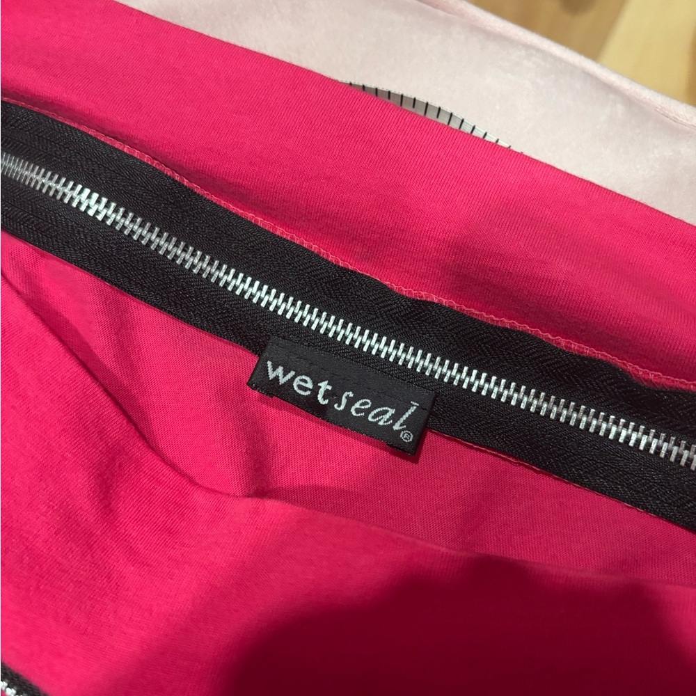 Wet Seal Hot Pink Off-Shoulder Zipper Blouse vintage Y2K M - Picture 6 of 9